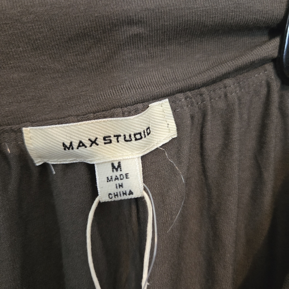 Max Studio Drape-Front Midi Skirt in Army - Picture 3 of 4